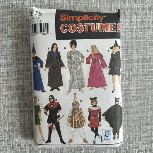 Simplicity 9175 Kids Halloween Costume Sewing Pattern Clown Fairy Witch Sz S-L - Picture 1 of 2